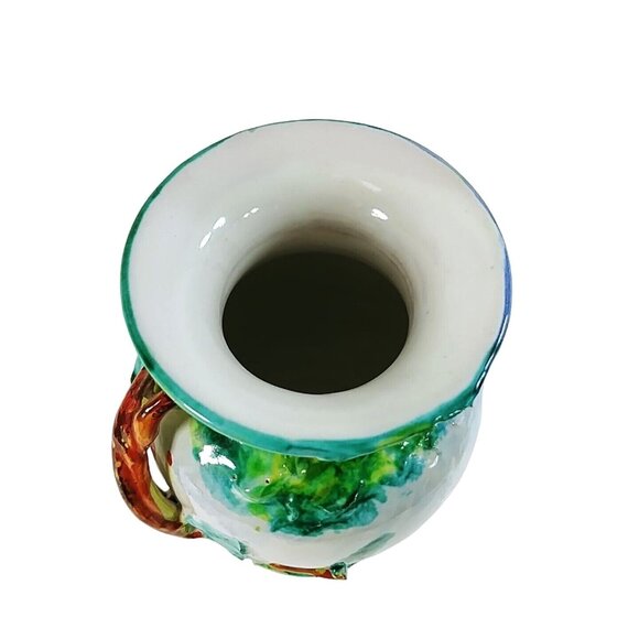 Vase Hand Painted Italian Style House 3D Trees Raised Relief Numbered 7" - Picture 4 of 8